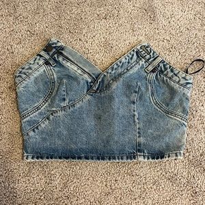 Moschino X H&M bustier denim jean crop top size 38